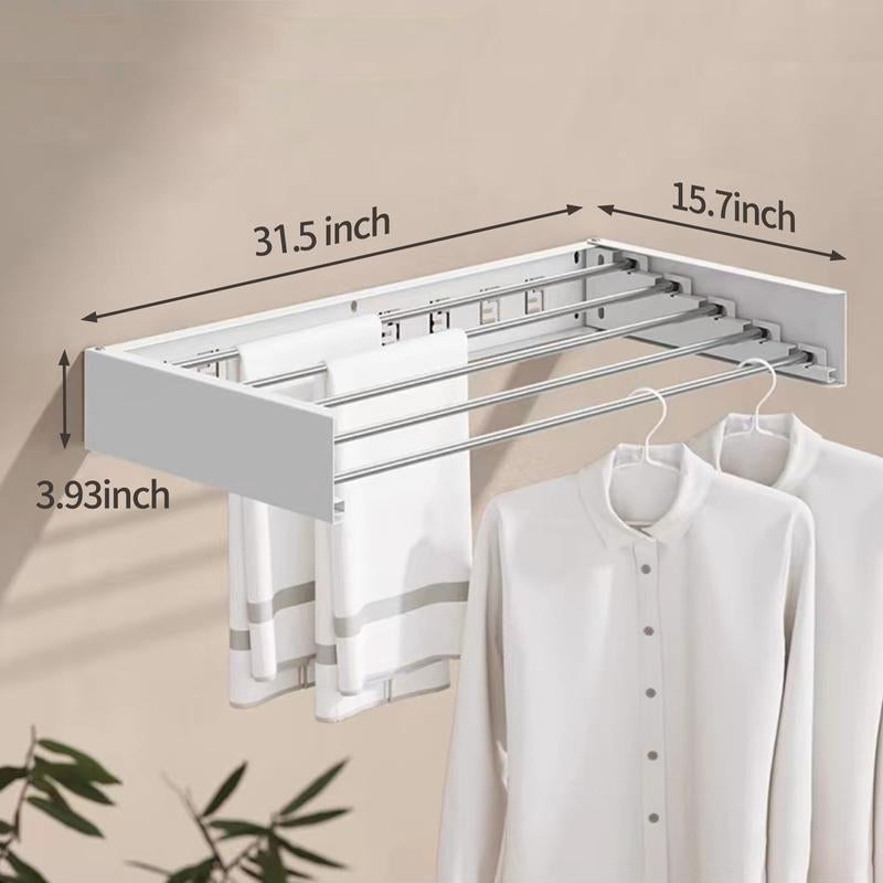 Wall Mounted Laundry Drying Rack, Foldable Wall Mount Clothes Drying Rack Folding Indoor, Drying Rack Clothing Collapsible, 31.5"-Black Minimalist