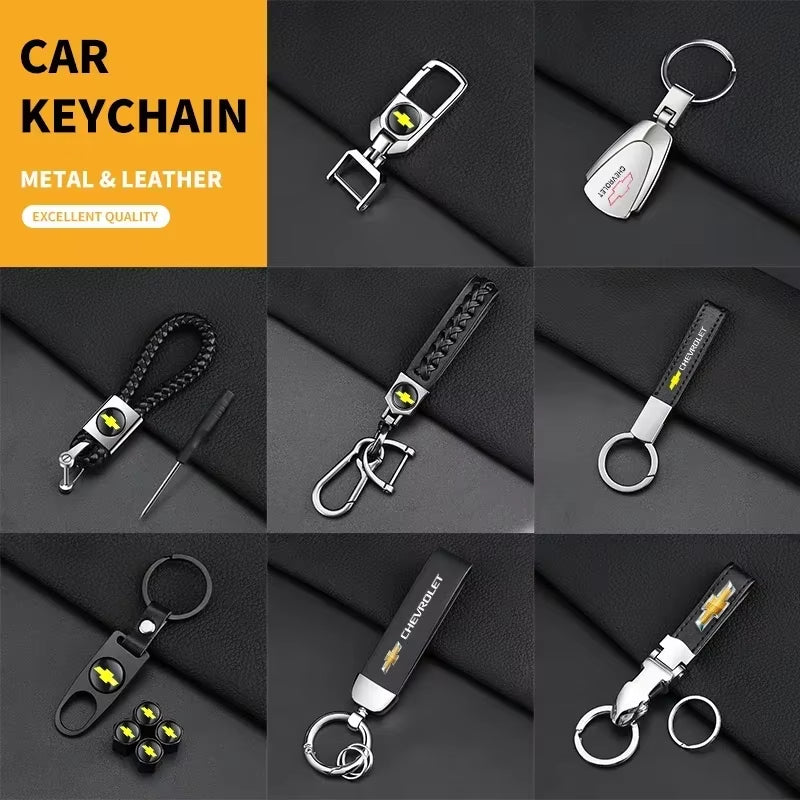Hand Woven Leather Metal Car Keychain for Colorado Sonic Aveo Cruze Epica Lova Camaro Impala 2 3 4 5 Car Accessories