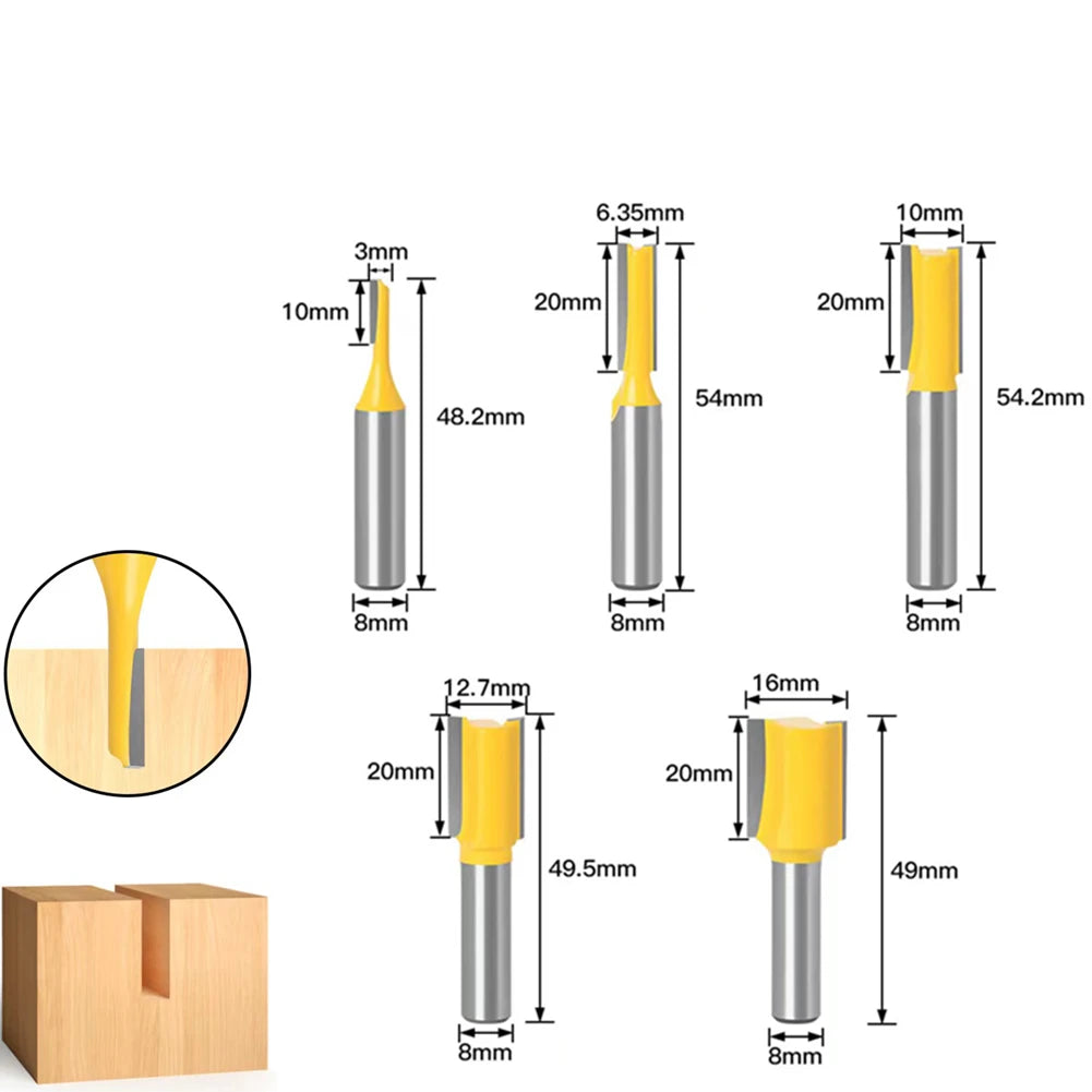 6 8 12MM 1/4′′ 1/2′′ SHANK Flush Trim Router Bit with 4 Blade Woodworking Milling Cutter for Wood BIT Router Bit Set Fresa New