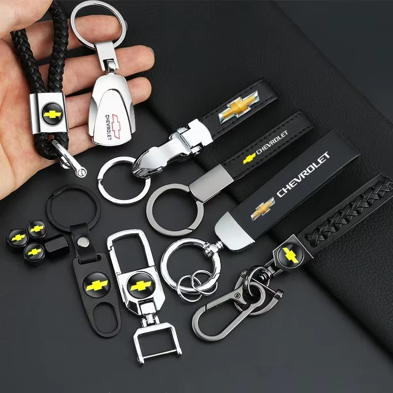 Hand Woven Leather Metal Car Keychain for Colorado Sonic Aveo Cruze Epica Lova Camaro Impala 2 3 4 5 Car Accessories