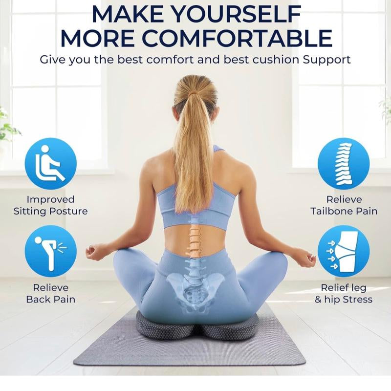 Seat Cushion & Lumbar Support Pillow: Memory Foam Chair Pad Back Cushion for Office Chair Car Seat Wheelchair Travel, Reduce Tailbone Pressure and Improve Comfort, Orthopedic Sciatica Hip Pain Relief