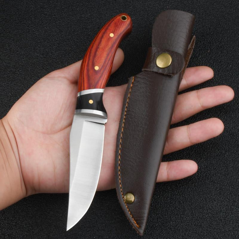 Stainless Steel Fruit Knife with Knife Pouch, 1 Count Portable Knife with Colorful Wood Handle, Multipurpose Knife for Home Kitchen, Kitchen Accessories, Kitchen Gadgets 2024