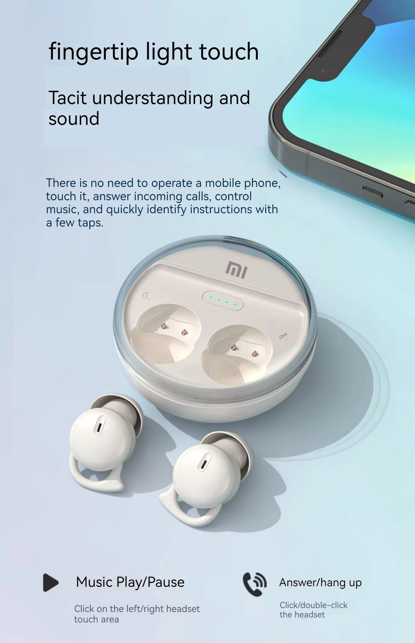 Xiaomi Q26 Headphones Bluetooth 5.3 Sleeping Headphones Wireless Earbuds Invisible Comfortable Noise Canceling Headphones