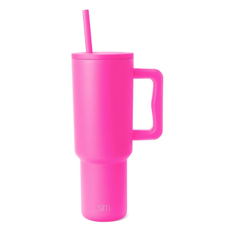 Simple Modern Trek Tumbler with Handle and Straw Lid - Vacuum Insulated Stainless Steel, Reusable, Cupholder Friendly