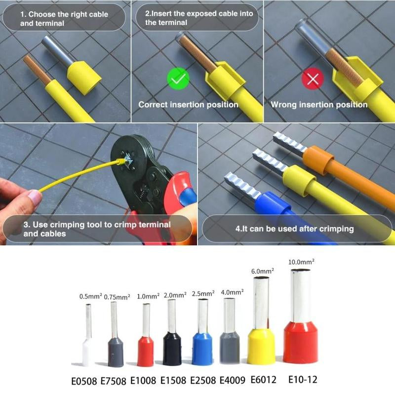 Multifunctional Wire Terminal Crimping Tool, 1 Set Wire Crimping Tool Kit, Wire Crimping Tool Kit with Box