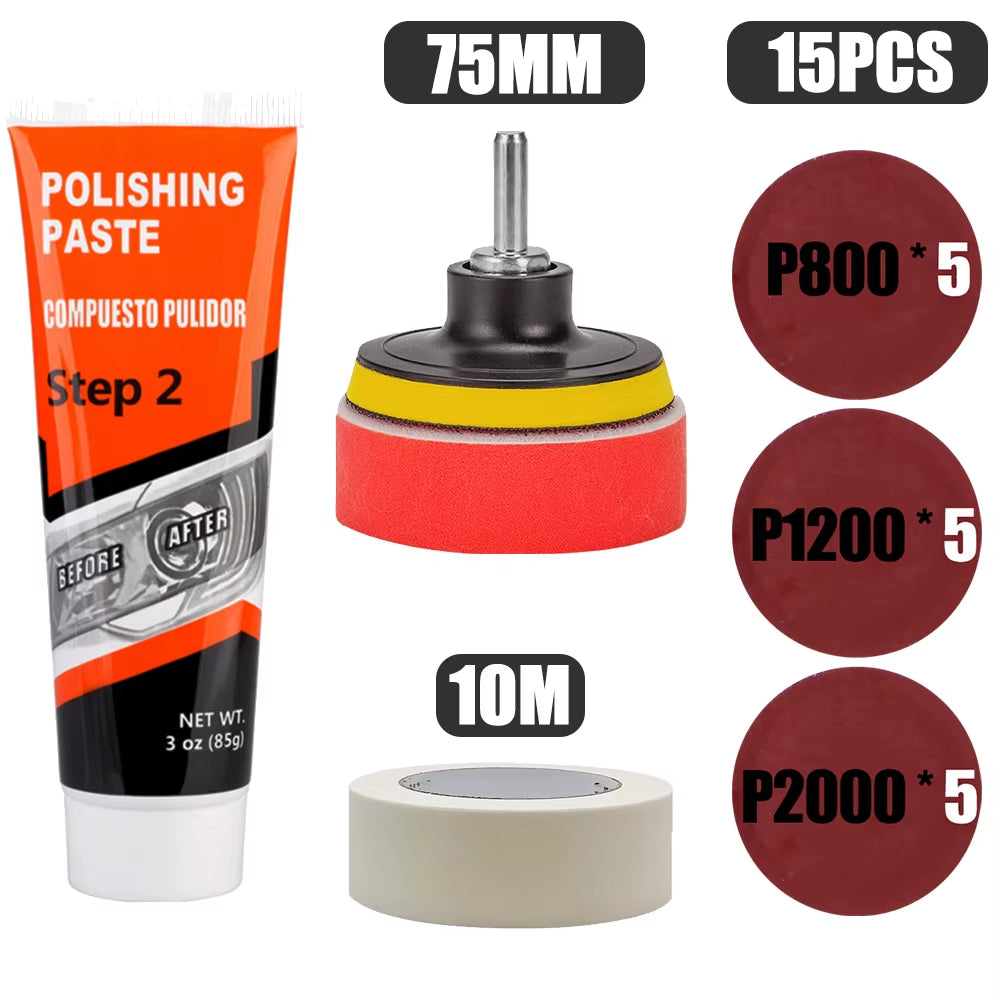 Car Headlight Restoration Polishing Kits Chemical Brightener Headlamp Repair Light Lens Polisher Cleaning Paste Refurbish Tool