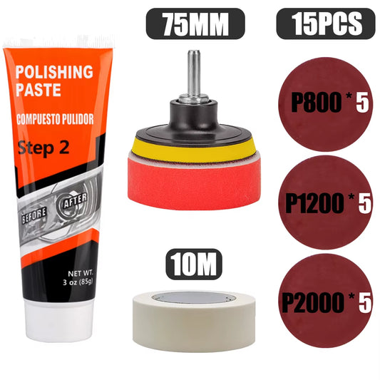 Car Headlight Restoration Polishing Kits Chemical Brightener Headlamp Repair Light Lens Polisher Cleaning Paste Refurbish Tool