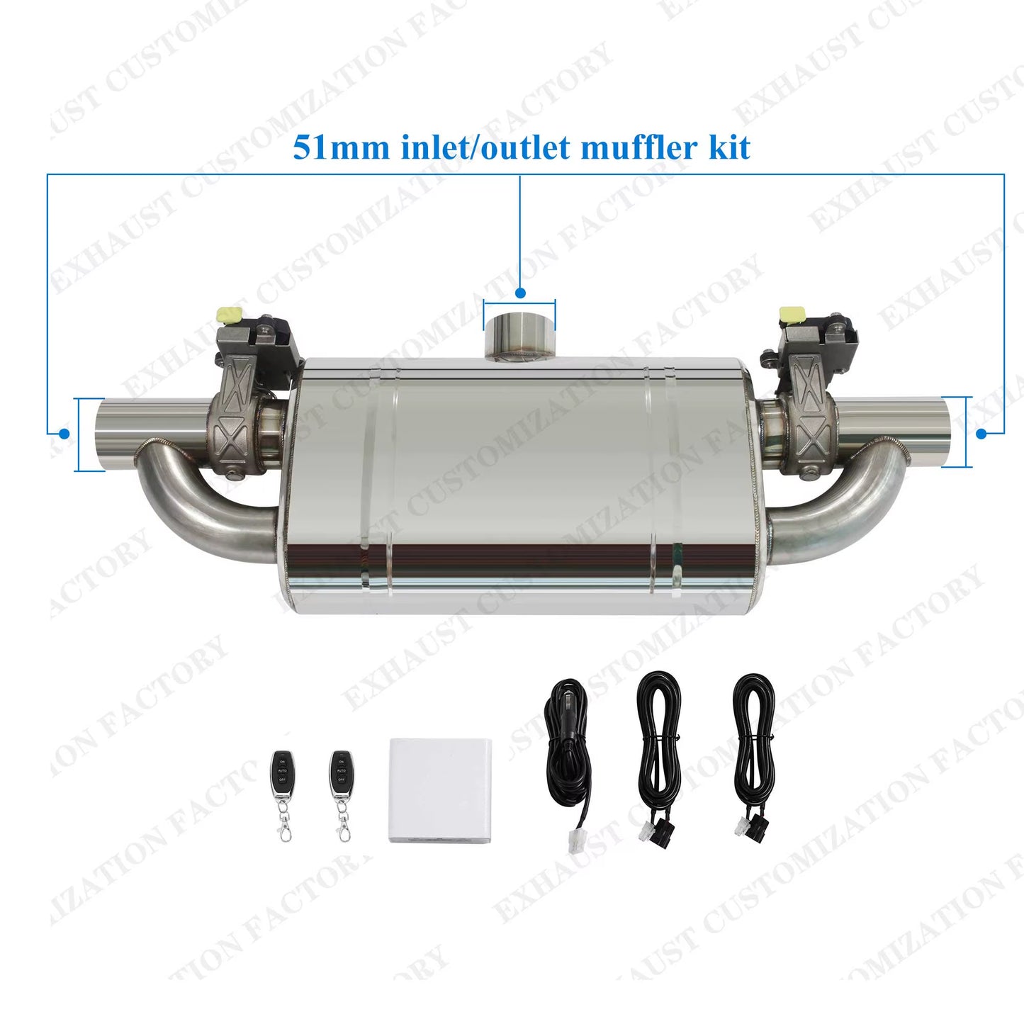 Universal Valved Muffler Kit Center in Dual Out Remote Controller Kit Performance Valved Muffler T Style Electronic Exhaust