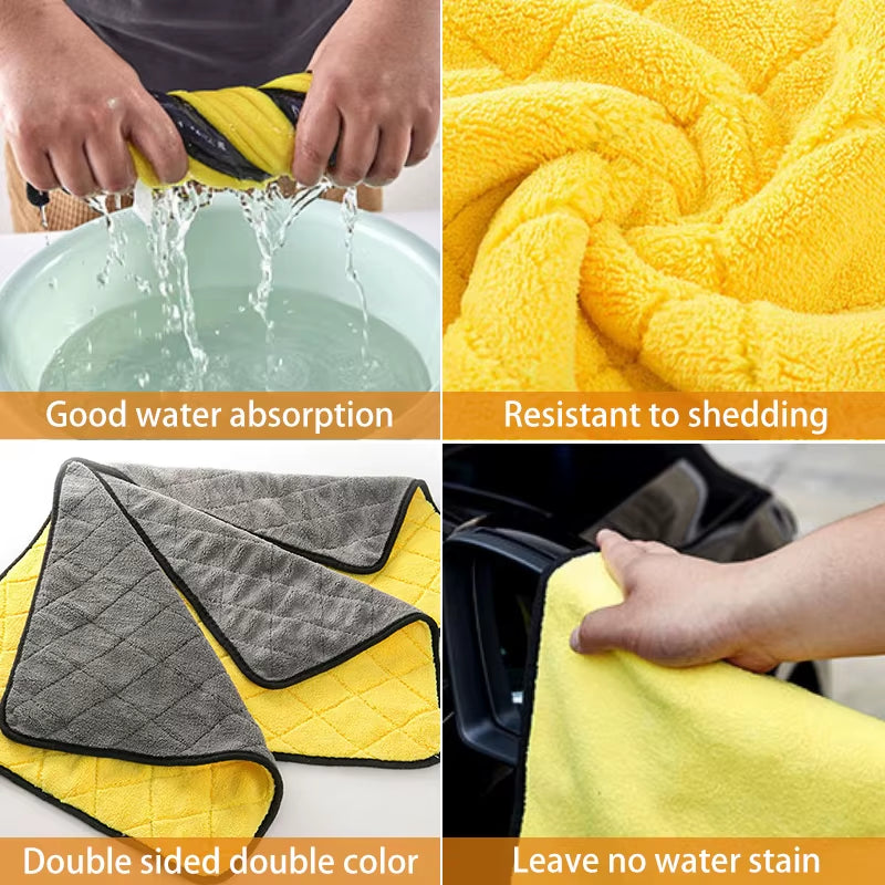 Ultra Soft 40*40CM Car Wash Microfiber Towel 800GSM Absorbent Car Cleaning Drying Cloth Hemming Rags Car Wash Towels