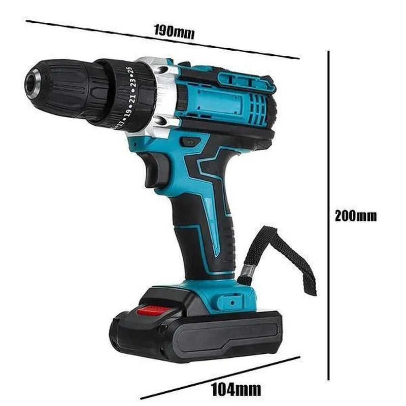 [2 Battery&29Pc Drill Bits] Cordless Impact Drill Set 25+3Torque Adjustable Speed Electric Compact Hammer Drill Screw Driver Flat Drill Power Tool Kit