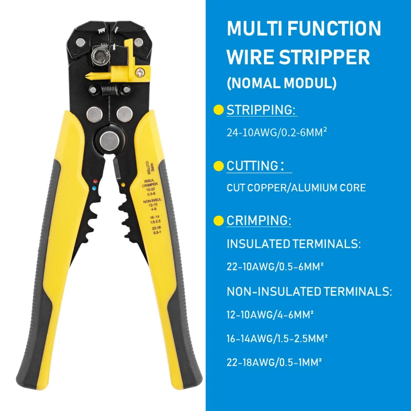 Crimper Cable Cutter Adjustable Automatic Wire Stripper Multifunctional Stripping Crimping Pliers Terminal Hand Tool