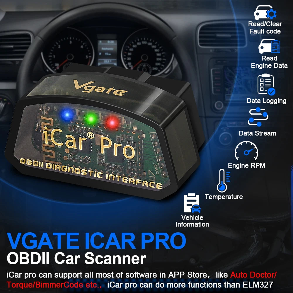 Icar Pro Elm327 V2.3 OBD 2 OBD2 Car Diagnostic Tools WIFI Bluetooth 4.0 for Android/Ios BT3.0 for Android ODB2 Car Scanner