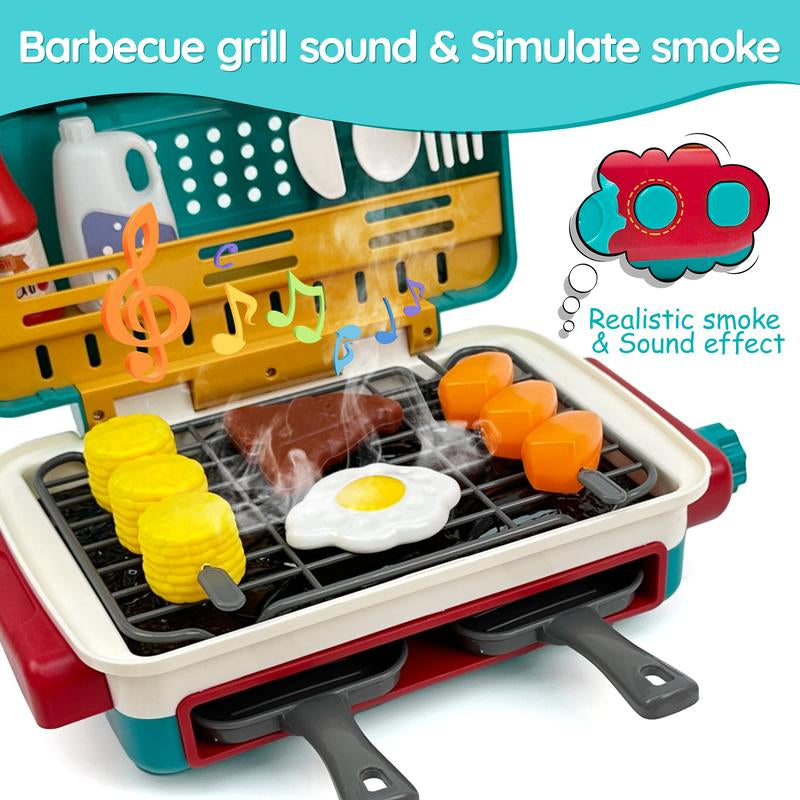 TALGIC BBQ Cooking Kitchen Set, BBQ Grill Toy Set, Color Changing Pretend Play, Little Chef Play,