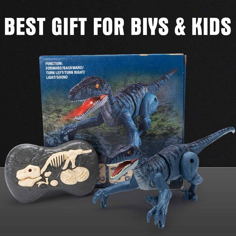 Remote Control Dinosaur Toys for Kids, Electronic RC Dinosaur Walking Robot Toy with Light & Realistic Roaring Sound Velociraptor