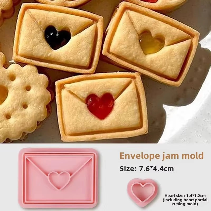 Jam Sandwich Cookie Cutter Biscuit Mold 3D Christmas Plastic Pressable Fondant Cookie Stamp New Year Cake Decor Baking Supplies