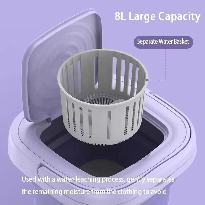 8L Portable Washing Machine Student Dormitory Underwear Socks Mini Cleaning Machine Small Folding Laundry Bucket Washing Machine