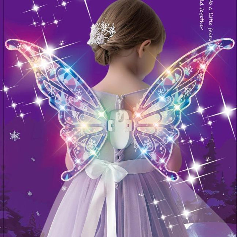 [4 Colors] Glowing Butterfly Wings Pretend Play Dress-Up and Roleplay Toys , Angel Wings for 3-8 Year Years Girls, Fun Play, Fancy Toy for Kids Halloween, Christmas Birthdays Gift