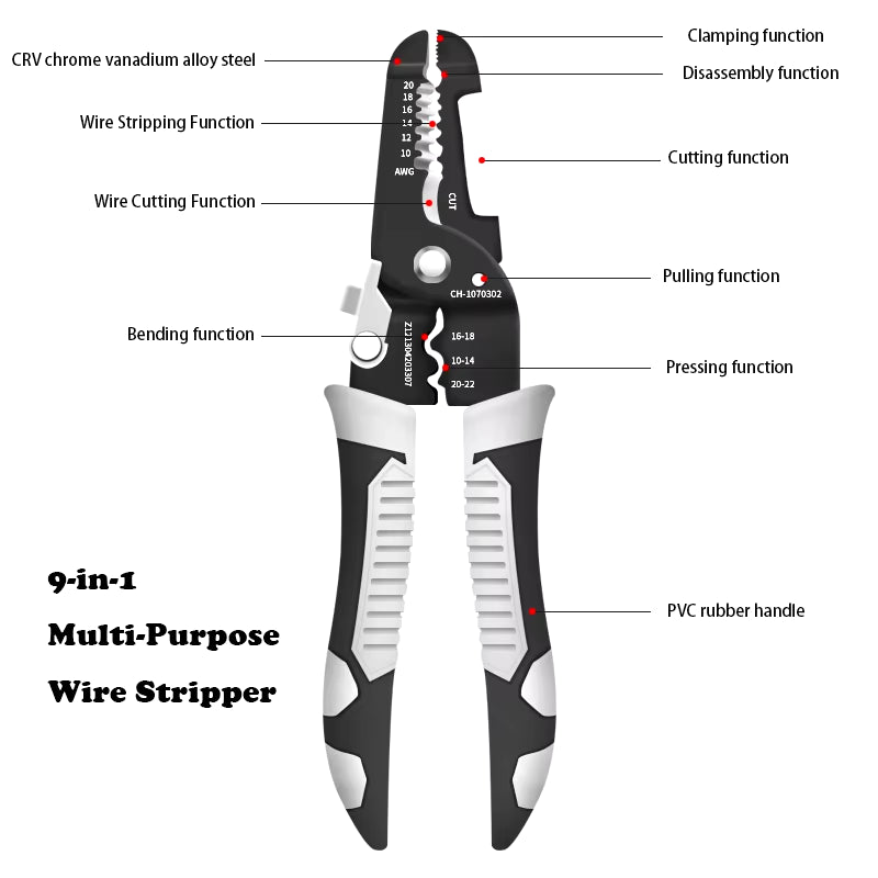 Multi-Purpose Wire Stripping Tool Stripper Scissors Crimper and Pliers Best Tools for Professional Electricians Hand Tools