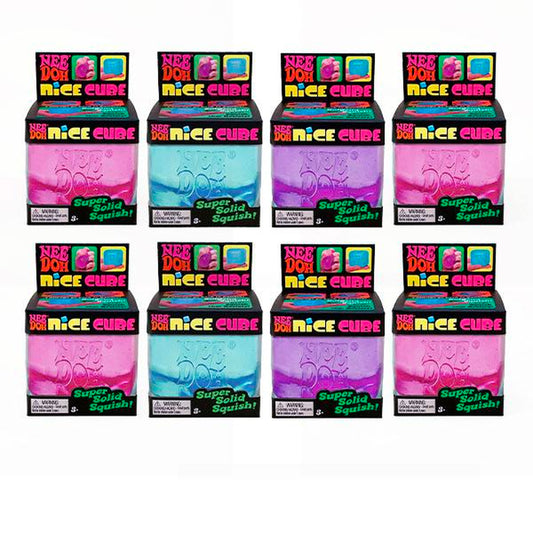 Needoh Nice Cube 8 PACK - Best-Selling Sensory Toy with a Super Solid Squish - Always Returns to Its Square Shape - Eight Random Color