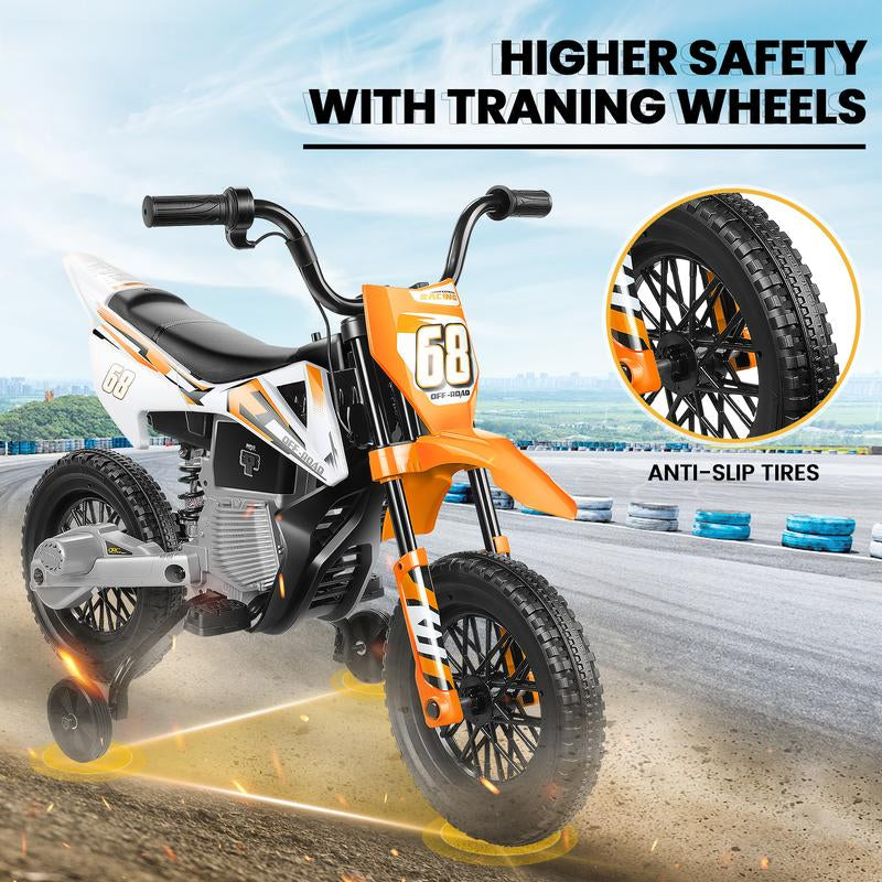 Hikole 12V Battery-Powered Ride-On Dirt Bike for Kids, Spring Shock Absorption Perfect Christmas Gift for Boys and Girls