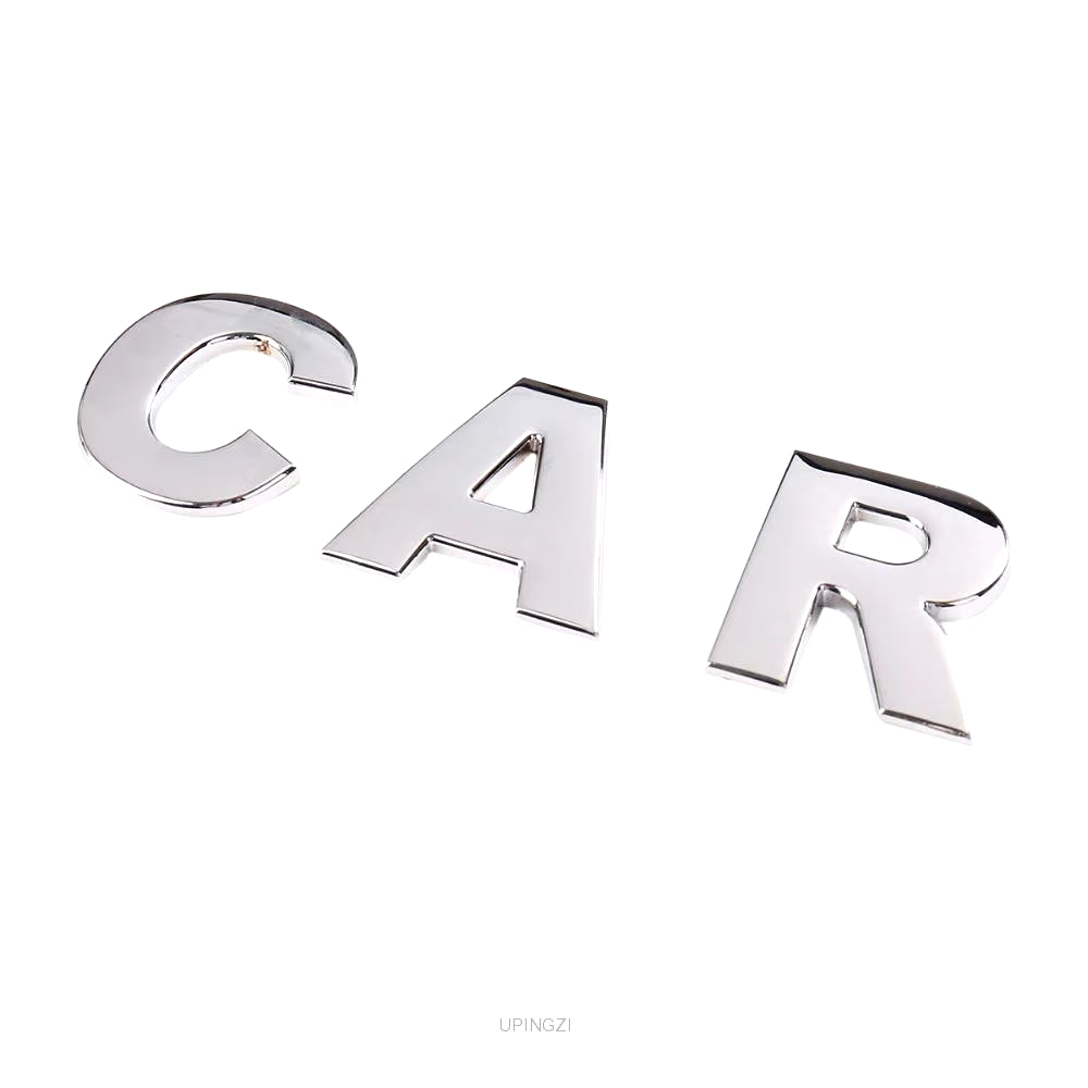 3D Alphanumeric Metallic Silver Badge Chrome Plated Silver Alphanumeric Logo Car Sticker Car Motorcycle Parts Sticker Decoration