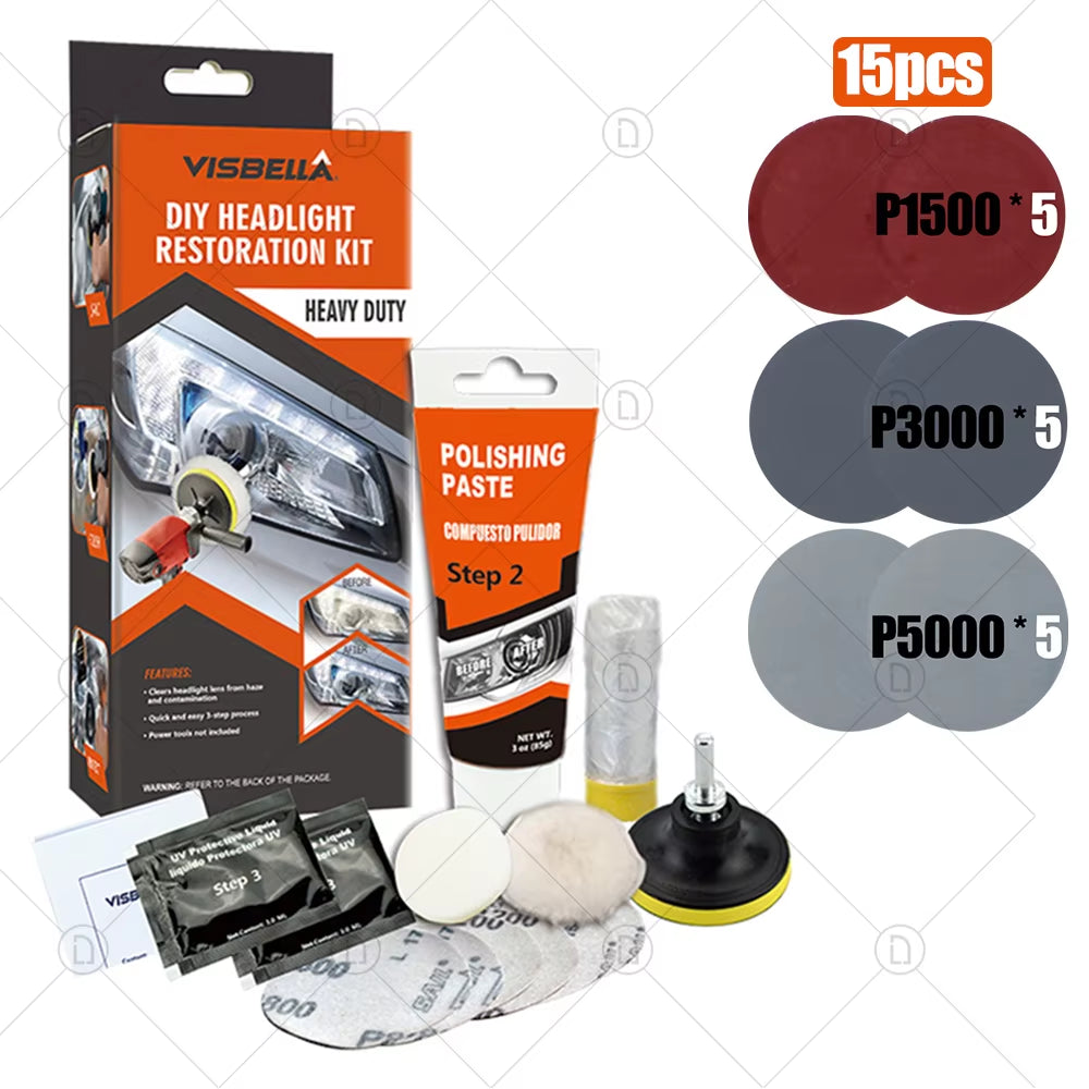 Car Headlight Restoration Polishing Kits Chemical Brightener Headlamp Repair Light Lens Polisher Cleaning Paste Refurbish Tool