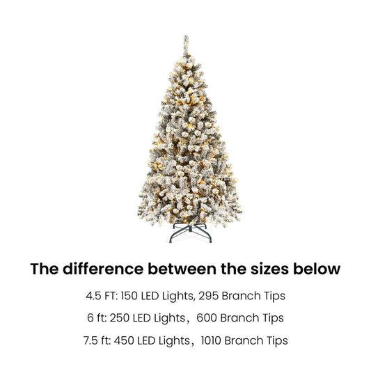 [Affiliatelive] 4.5/6/7.5/9FT Pre-Lit Christmas Tree, Artificial Hinged Xmas Tree with Warm-White LED Lights, PVC Branch Tips, Metal Stand