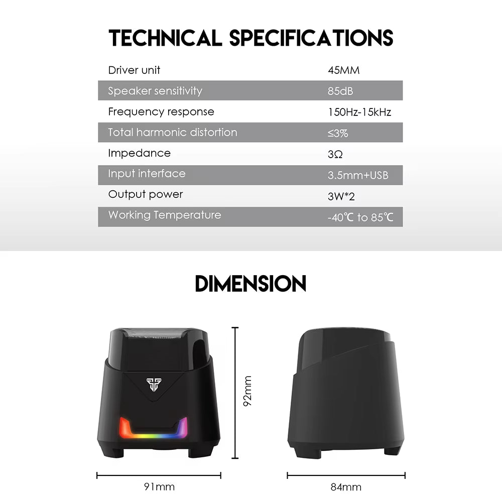 HELLSCREAM GS205 Gaming Speakers USB and 3.5MM Plug Mini Wired RGB Speakers for PC LAPTOP Speakers Gamer