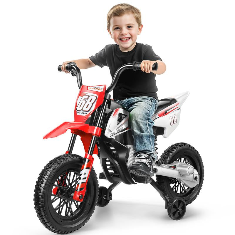 Hikole 12V Battery-Powered Ride-On Dirt Bike for Kids, Spring Shock Absorption Perfect Christmas Gift for Boys and Girls