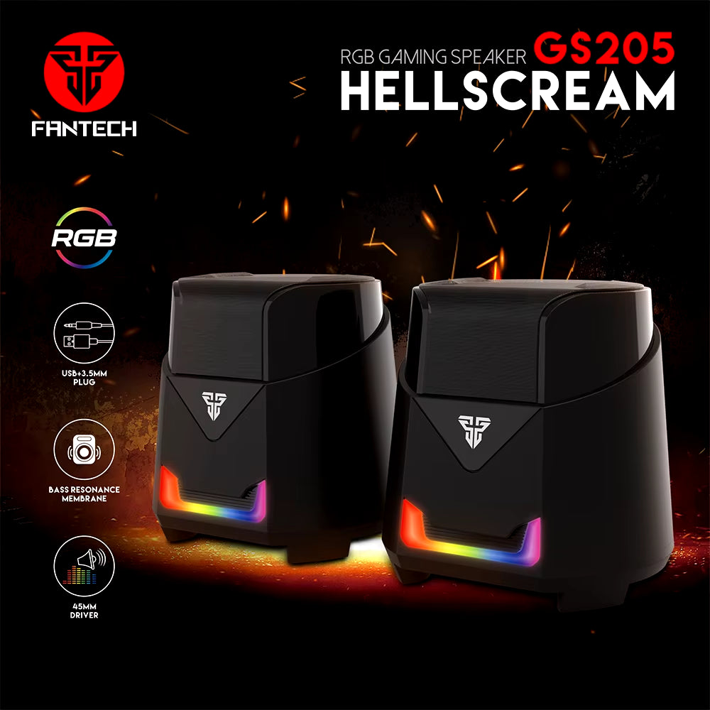 HELLSCREAM GS205 Gaming Speakers USB and 3.5MM Plug Mini Wired RGB Speakers for PC LAPTOP Speakers Gamer