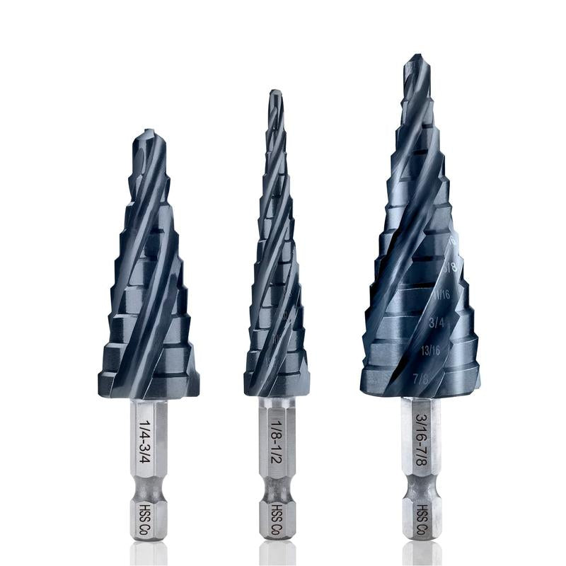 1/4" M35 Cobalt Four Spiral Flute Step Drill Bit for Metal, Wood, Plastic