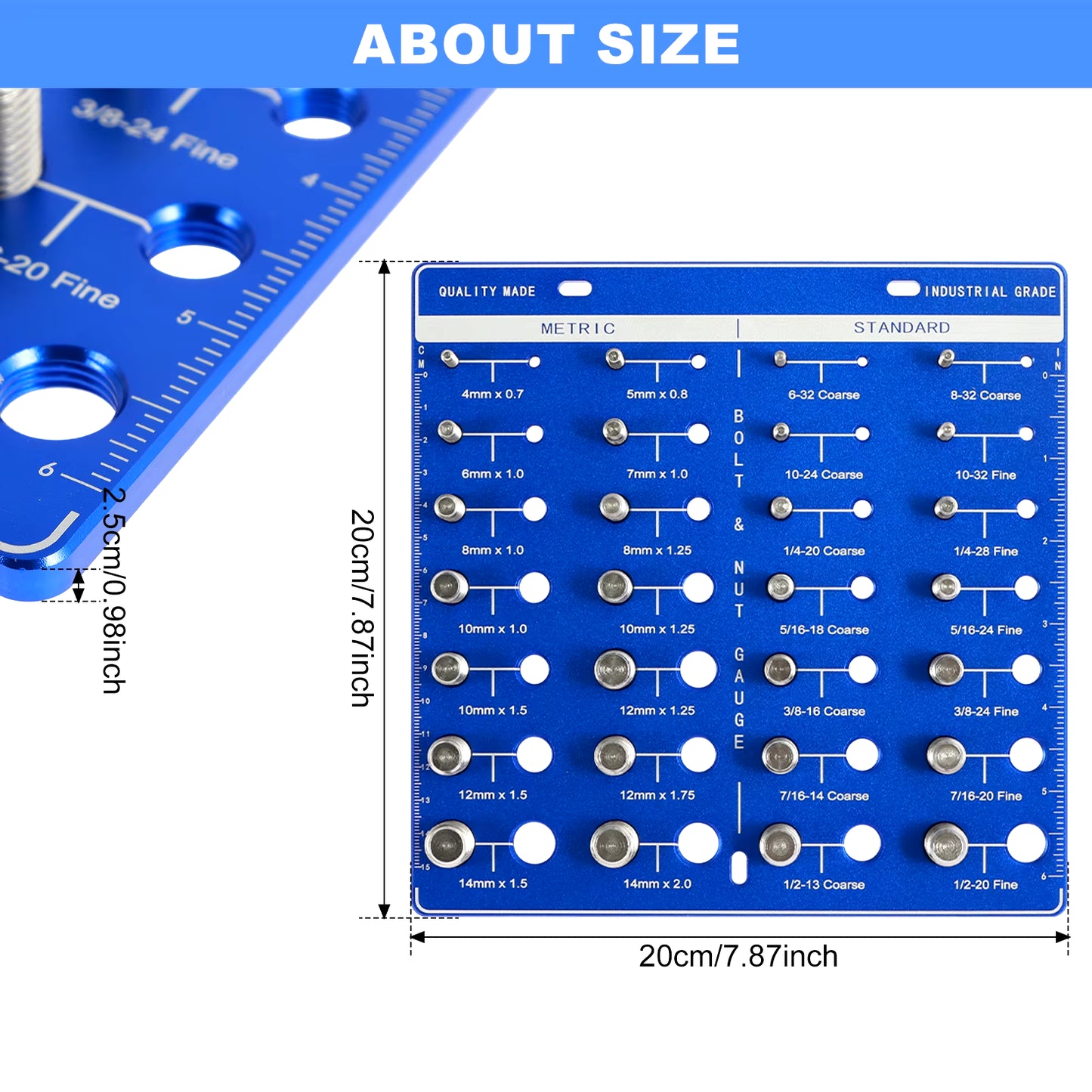 Thread Gauge Nut and Bolt Thread Checker Set Metric Size Precise Screw Thread Gauge Measuring Tool for Nuts Bolts Screws 28/34