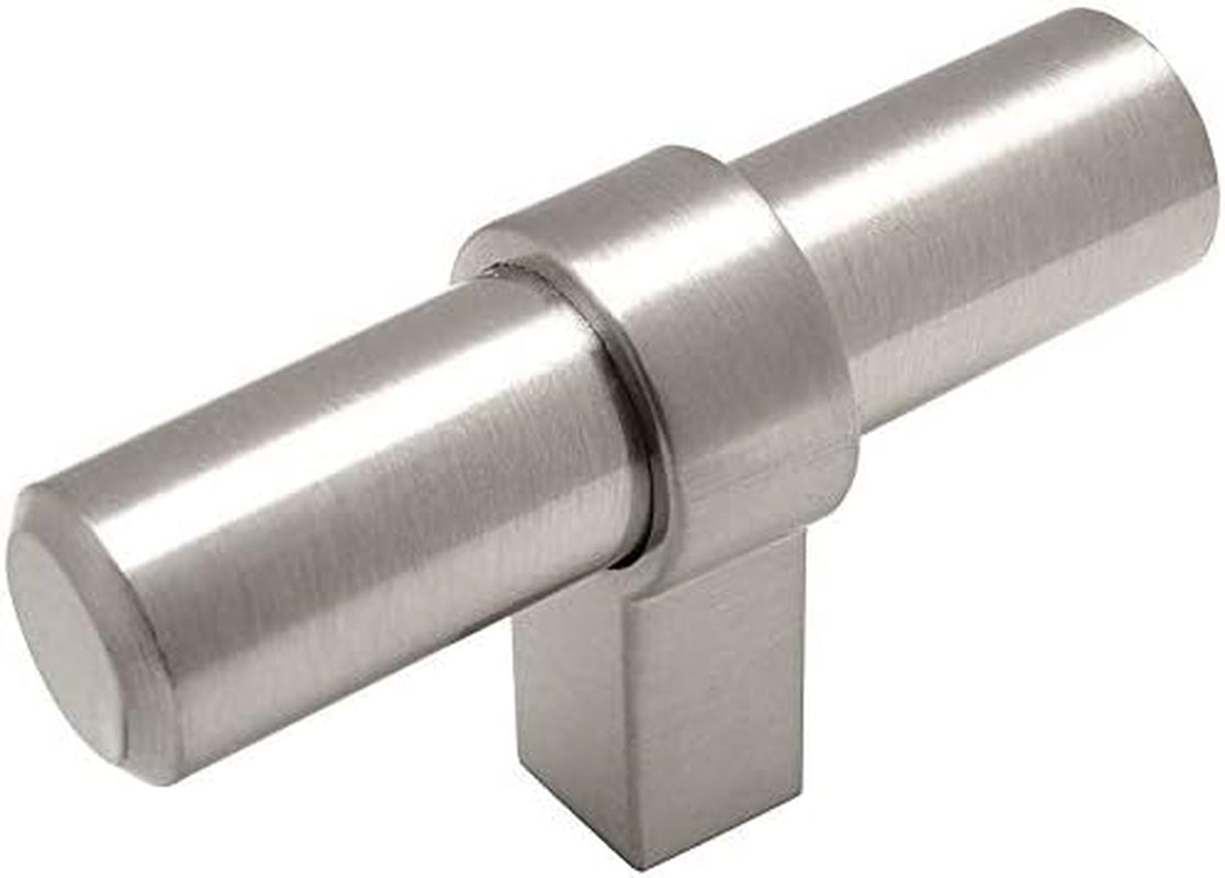 10 Pack -  181SN Satin Nickel Contemporary Bar Cabinet Handle Pull T-Knob - 2-3/8" Overall Length