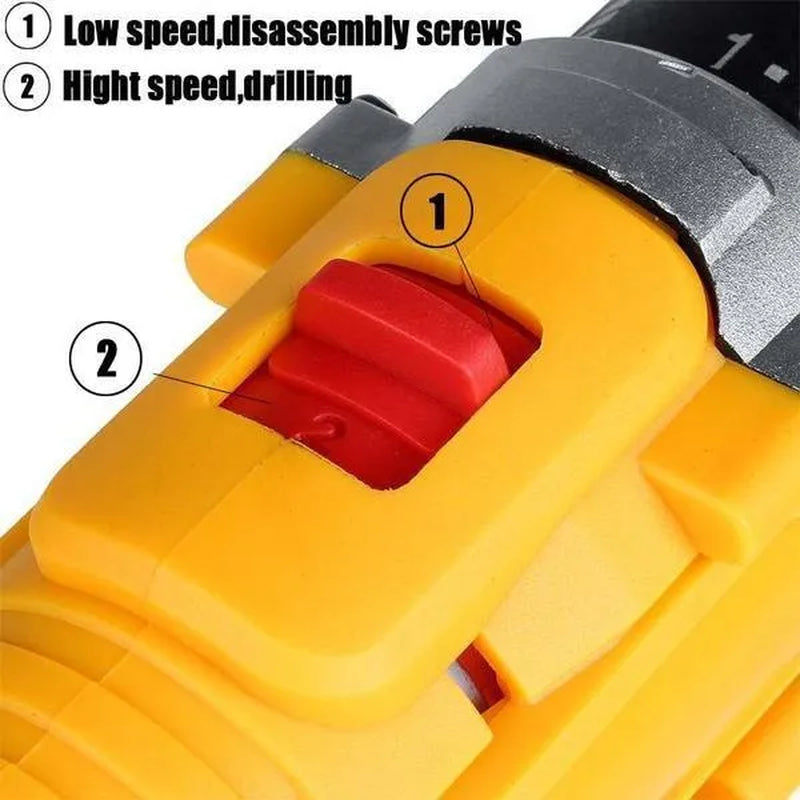 [2 Battery&29Pc Drill Bits] Cordless Impact Drill Set 25+3Torque Adjustable Speed Electric Compact Hammer Drill Screw Driver Flat Drill Power Tool Kit