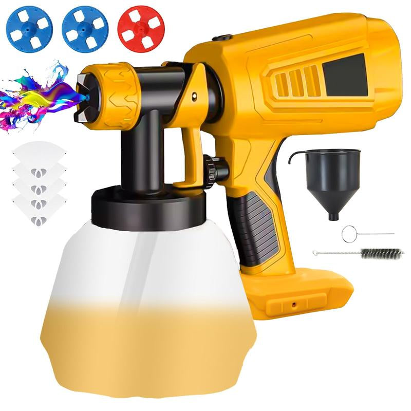 (Free Choice)Cordless Paint Sprayer for DEWALT 20V Battery HVLP Electric Spray Paint Gun with 4 Nozzles & 1000Ml Capacity Container for Painting Wall Fence Home Interior and Exterior (Tool Only)