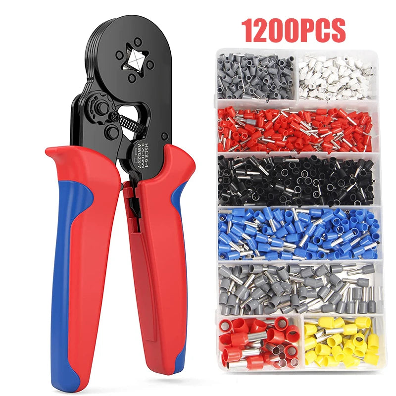 Ferrule Crimping Tool Kit 0.25-10Mm² Self-Adjustable Ratchet Wire Crimping Plier Crimper Plier Set Tubular Terminals Clamp Tool