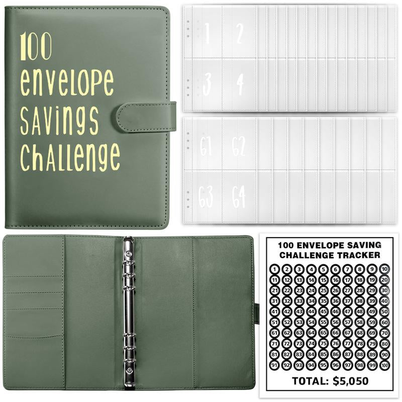 【CLOUDSEA】100 Envelopes Money Saving Challenge Money Saving Binder 100 Envelope Challenge Binder Savings Binder Envelope A5 Savings Challenge Book