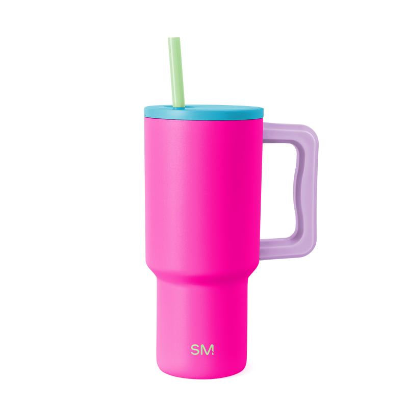 Simple Modern Trek Tumbler with Handle and Straw Lid - Vacuum Insulated Stainless Steel, Reusable, Cupholder Friendly