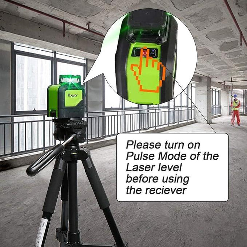 Huepar LR-6RG - Laser Detector, Detects Green and Red Beams, Digital Laser Receiver for Laser Levels, Digital Laser Receiver, Three-Sided LED Display, Includes Clamp, Compatible with Huepar Pulse Mode Line Laser Levels, up to 200 Feet