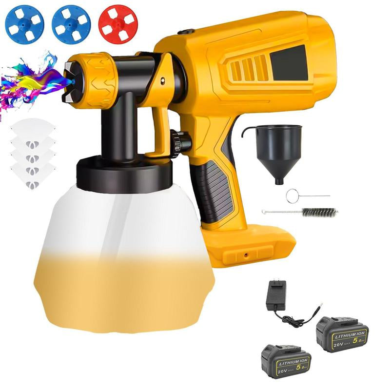 (Free Choice)Cordless Paint Sprayer for DEWALT 20V Battery HVLP Electric Spray Paint Gun with 4 Nozzles & 1000Ml Capacity Container for Painting Wall Fence Home Interior and Exterior (Tool Only)