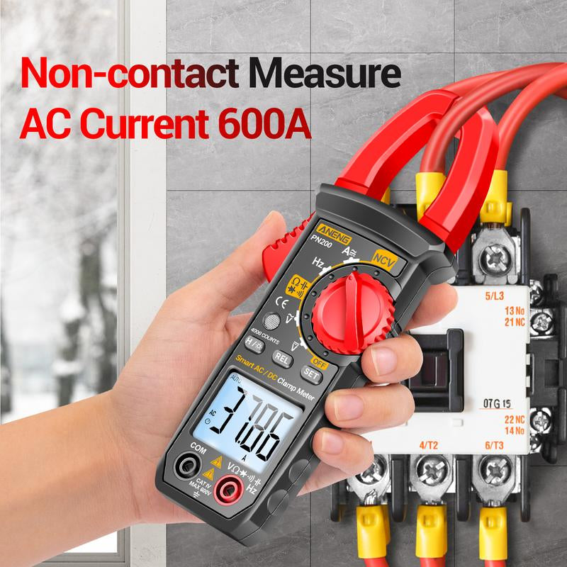 Digital Clamp Meter Multimeter Testerwith AC/DC Current,Voltage, Ncvamp Ohm Voit 4000 Counts Metermeasures Capacitance, Resistance,Diodes, Continuity Frequencybacklight Electrican Tools Electrical Meter Contactor