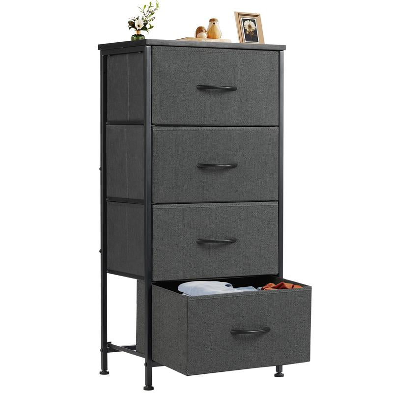 Sweet Furniture S - Dresser for Bedroom, Storage Drawers, Skinny Fabric Storage Tower with 4 Drawers