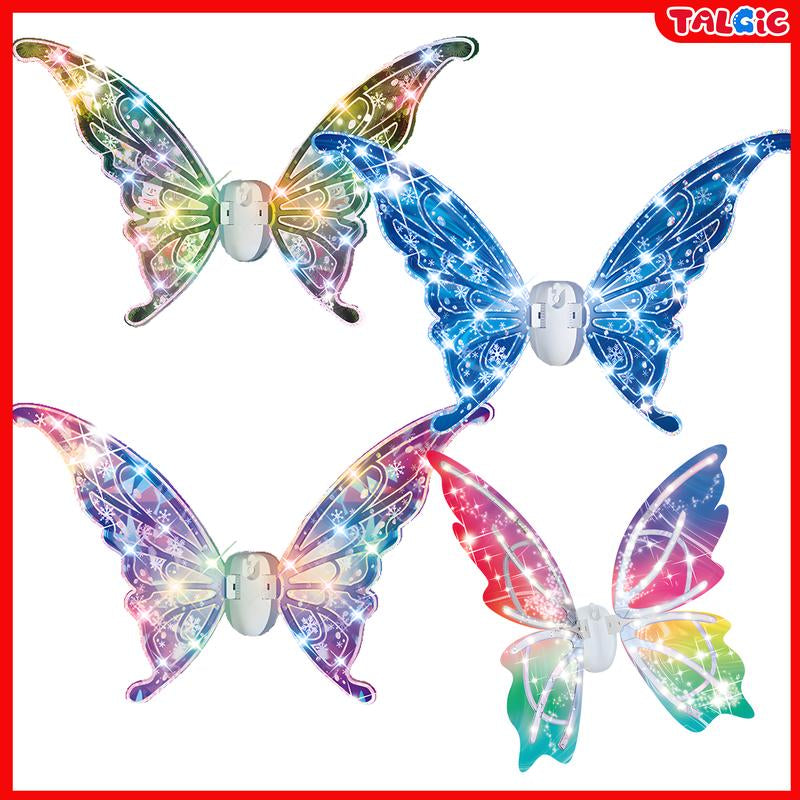 [4 Colors] Glowing Butterfly Wings Pretend Play Dress-Up and Roleplay Toys , Angel Wings for 3-8 Year Years Girls, Fun Play, Fancy Toy for Kids Halloween, Christmas Birthdays Gift