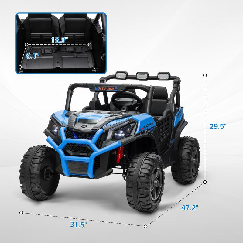 Qaba 12/24V Kids UTV, Battery Powered Ride on Truck, 1/2 Seater Off-Road Electric Car with Remote Control, Suspension System, LED Lights, MP3/USB Music, Slow Start, Toy Vehicle for Boys and Girls