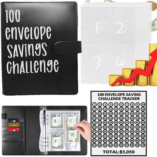 【CLOUDSEA】100 Envelopes Money Saving Challenge Money Saving Binder 100 Envelope Challenge Binder Savings Binder Envelope A5 Savings Challenge Book