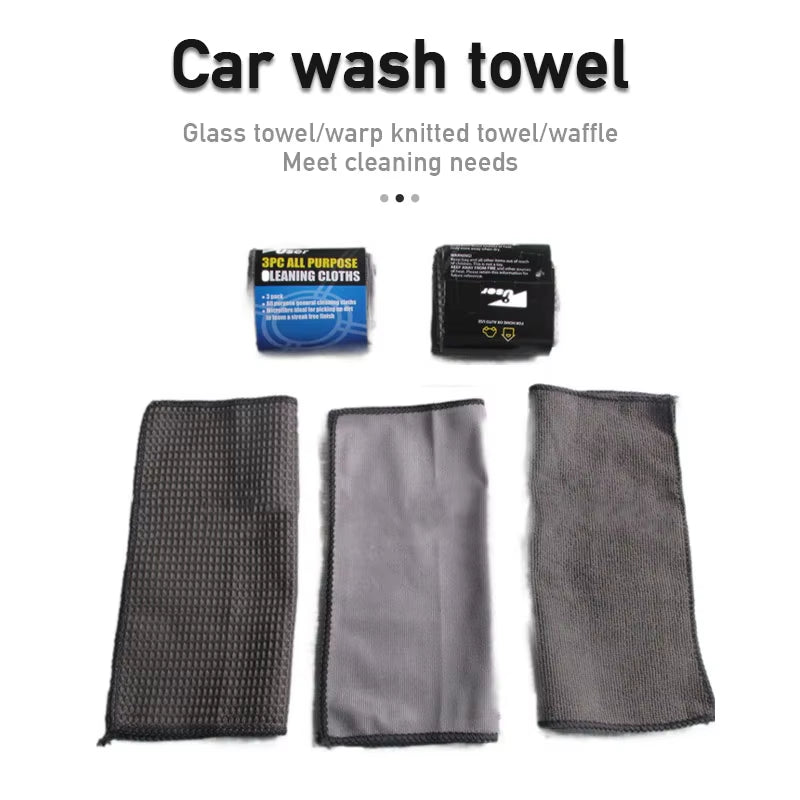 9Pcs Car Wash Cleaning Kits Microfiber Towels Blush Sponge Wash Glove Polish Care Applicator Pads Auto Detailing Washing Tools