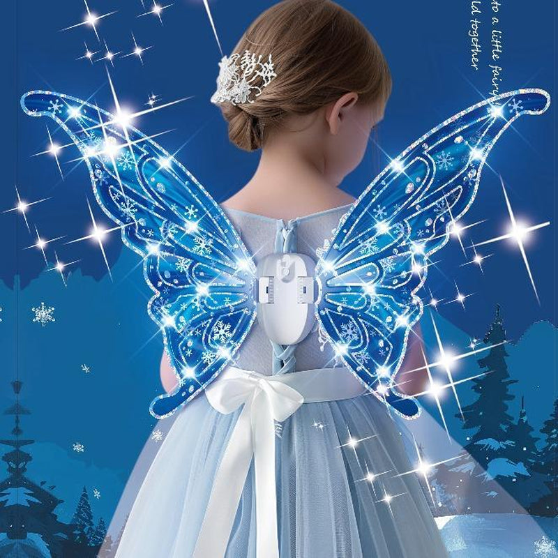 [4 Colors] Glowing Butterfly Wings Pretend Play Dress-Up and Roleplay Toys , Angel Wings for 3-8 Year Years Girls, Fun Play, Fancy Toy for Kids Halloween, Christmas Birthdays Gift