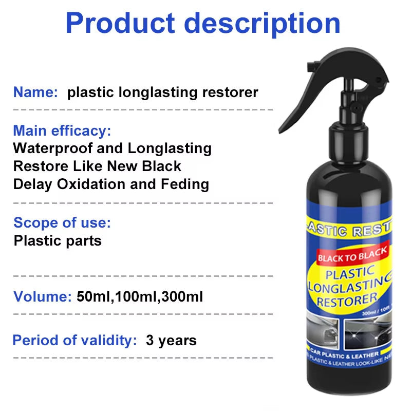 Car Plastic Restorer Back to Black Gloss Car Cleaning Products Plastic Leather Restore Auto Polish and Repair Coating Renovator