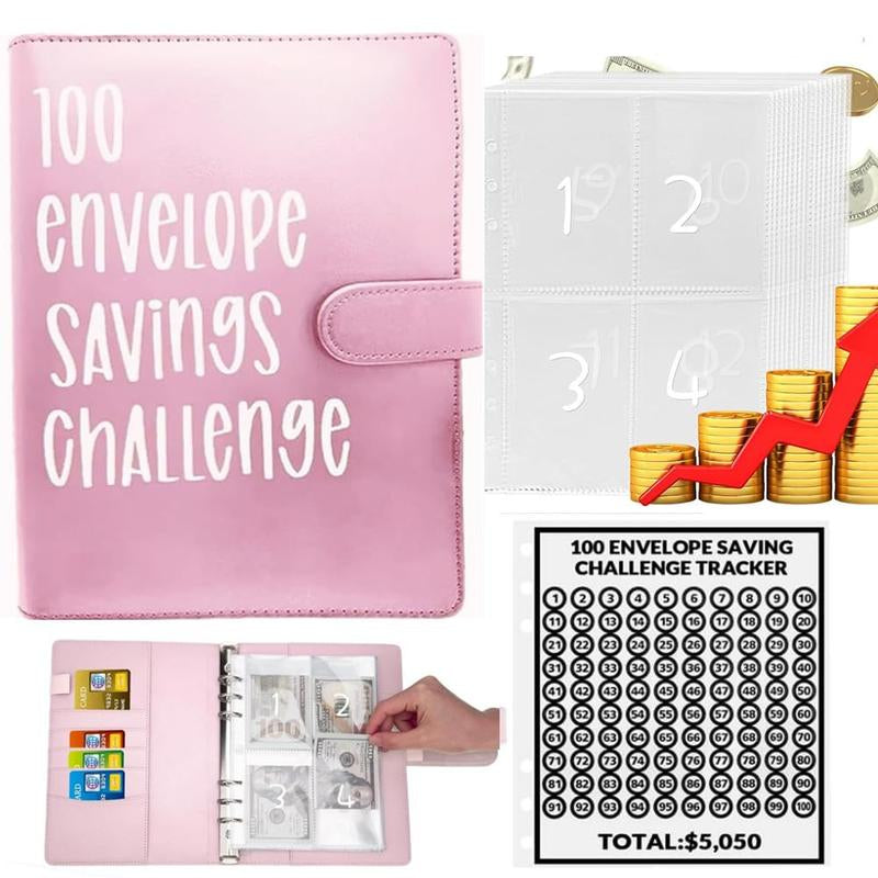 【CLOUDSEA】100 Envelopes Money Saving Challenge Money Saving Binder 100 Envelope Challenge Binder Savings Binder Envelope A5 Savings Challenge Book