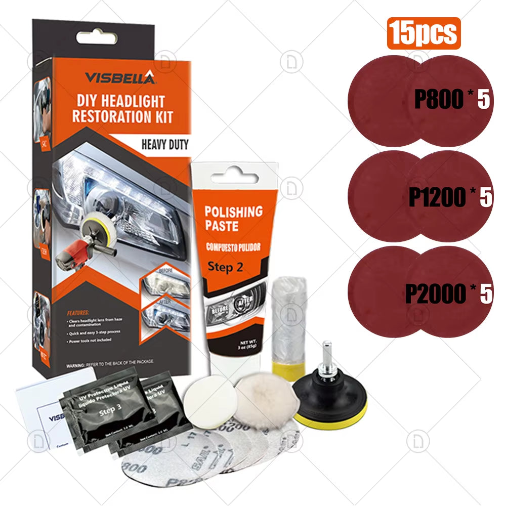 Car Headlight Restoration Polishing Kits Chemical Brightener Headlamp Repair Light Lens Polisher Cleaning Paste Refurbish Tool